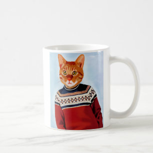 スキーセーターの猫 コーヒーマグカップ