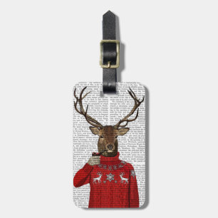 スキーセーターの鹿2 ラゲッジタグ