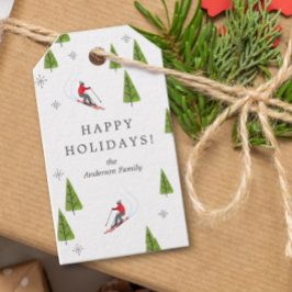 スキーダウンヒルハッピーホリデーズ ギフトタグ