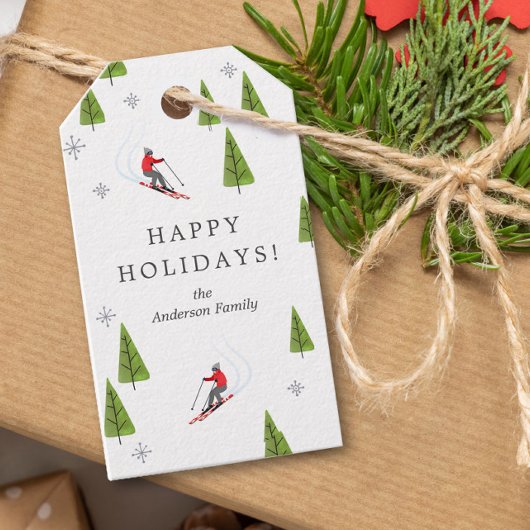 スキーダウンヒルハッピーホリデーズ ギフトタグ