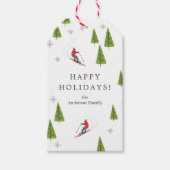 スキーダウンヒルハッピーホリデーズ ギフトタグ (正面)