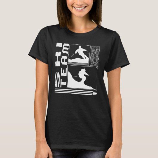 スキーチームスキースキーヤー冬スノーボードスノーボーダー Tシャツ (正面)