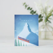 スキーツェルマットヴィンテージ旅行ポスター – アートポストカード ポストカード (スタンド正面)