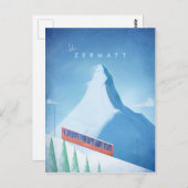 スキーツェルマットヴィンテージ旅行ポスター – アートポストカード ポストカード (正面/裏面)