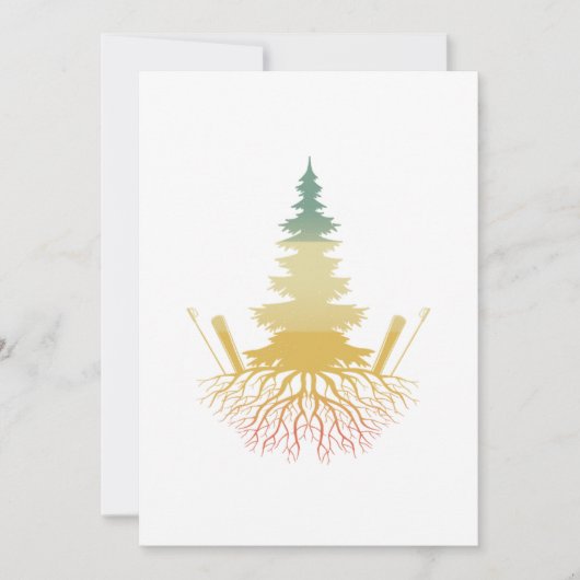 スキーツリー レトロ ウィンタースポーツ 山 スキーヤー ギ 招待状 (正面)