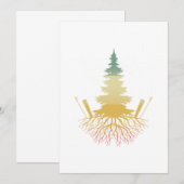 スキーツリー レトロ ウィンタースポーツ 山 スキーヤー ギ 招待状 (正面/裏面)