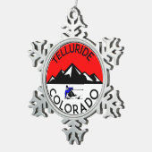 スキーテルル化物のコロラド州のスキー スノーフレークピューターオーナメント (右)