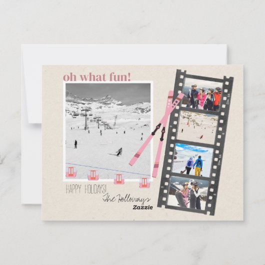 スキーテーマウィンターワンダーランドクリスマスフォト シーズンカード (裏面)