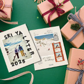 スキーテーマユニーク冬のクリスマスフォト シーズンカード