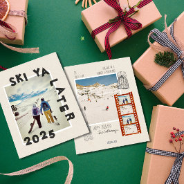 スキーテーマユニーク冬のクリスマスフォト シーズンカード