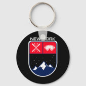 スキーニューヨークマウンテンスキートレイルスキーヤーゴーグルPo キーホルダー (正面)