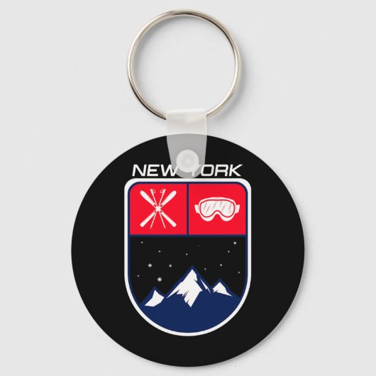 スキーニューヨークマウンテンスキートレイルスキーヤーゴーグルPo キーホルダー (正面)