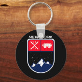 スキーニューヨークマウンテンスキートレイルスキーヤーゴーグルPo キーホルダー (正面)