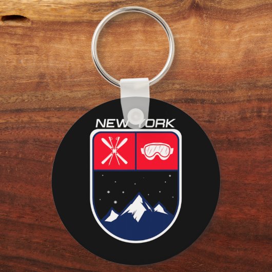 スキーニューヨークマウンテンスキートレイルスキーヤーゴーグルPo キーホルダー (正面)