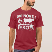 スキーノースダコタ州カウ恋人農家スキー Tシャツ (正面)
