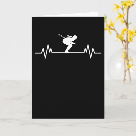 スキーハートビートスキーおもしろいウィンタースポーツスロープギフト カード (黄色い花)