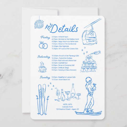 スキーバチェロレッテの旅程の最後のトーストの斜面 招待状 (裏面)