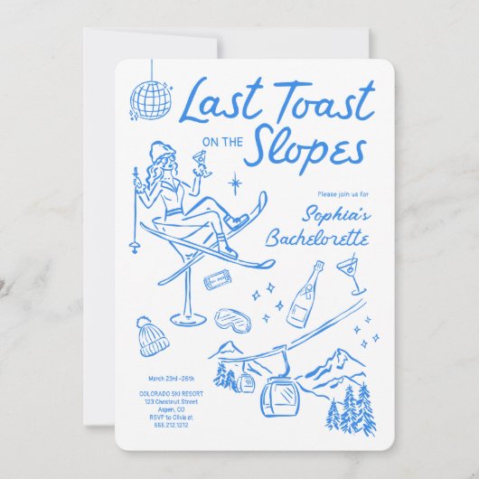スキーバチェロレッテの旅程の最後のトーストの斜面 招待状 (正面)