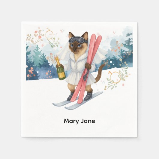 スキーバチェロレッテの花嫁ザスロープナプキンス スタンダードカクテルナプキン (正面)