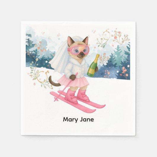 スキーバチェロレッテの花嫁ザスロープナプキンス スタンダードカクテルナプキン (正面)