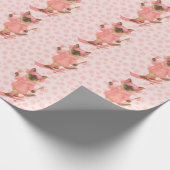 スキーバチェロレッテシャム猫好きピンク ラッピングペーパー (角)