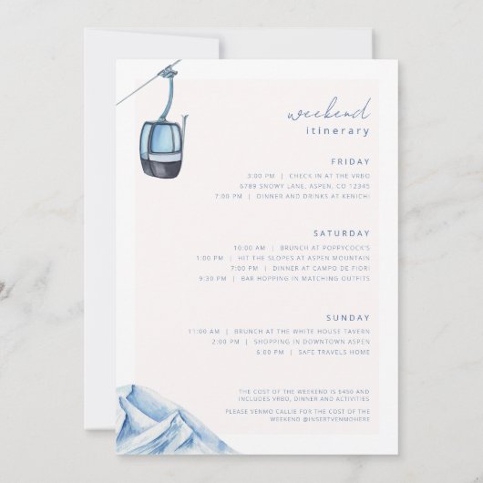 スキーバチェロレッテ週末招待状 招待状 (裏面)