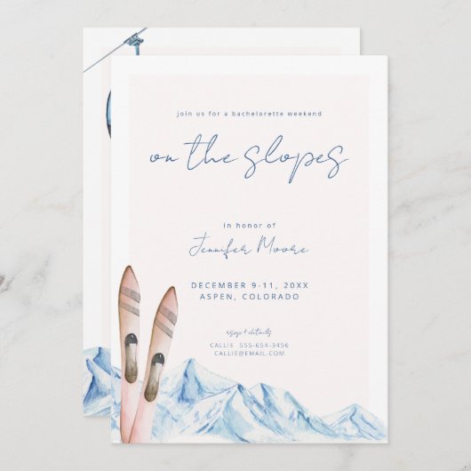 スキーバチェロレッテ週末招待状 招待状 (正面/裏面)
