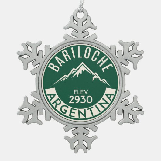 スキーバリローシュアルゼンチンスキー スノーフレークピューターオーナメント (正面)
