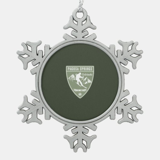 スキーパゴサ春コロラド スノーフレークピューターオーナメント (正面)