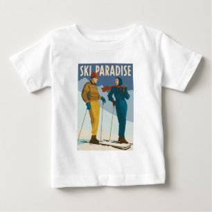 スキーパラダイスヴィンテージプリント ベビーTシャツ