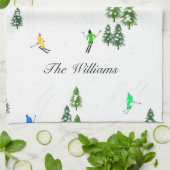 スキーパーソナライズされたアルパインスキー |スキーヤー キッチンタオル (折り畳み)