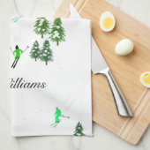 スキーパーソナライズされたアルパインスキー |スキーヤー キッチンタオル (四つ折り)