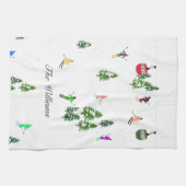 スキーパーソナライズされたアルパインスキー |スキーヤー キッチンタオル (横)