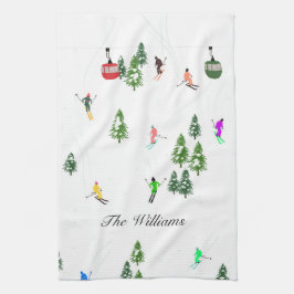 スキーパーソナライズされたアルパインスキー |スキーヤー キッチンタオル