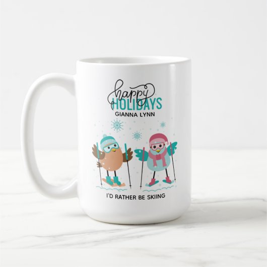 スキーパーソナライズされたクリスマス コーヒーマグカップ (左)