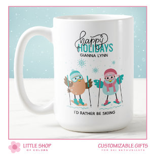 スキーパーソナライズされたクリスマス コーヒーマグカップ