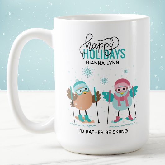 スキーパーソナライズされたクリスマス コーヒーマグカップ