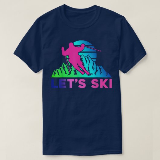 スキーパーティーアート水彩冬の雪スポーツSk Tシャツ (デザイン正面)