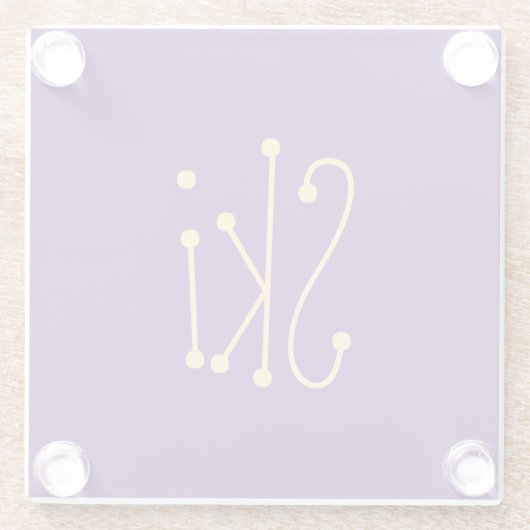 スキーフェスティバルお洒落文字王室の紫の背景 ガラスコースター (裏面)