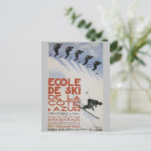 スキーフランスのスクールのヴィンテージ旅行ポスター ポストカード (スタンド正面)