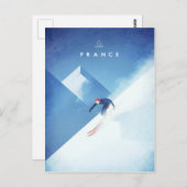 スキーフランスヴィンテージ旅行ポスター – アートポストカード ポストカード (正面/裏面)