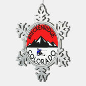 スキーブリッケンリッジコロラドスキー スノーフレークピューターオーナメント (右)