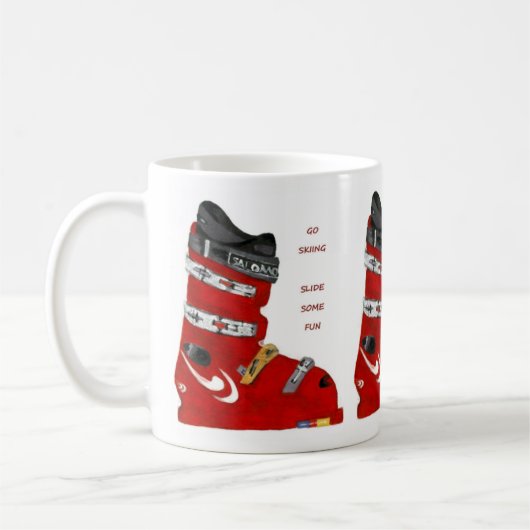 スキーブーツはスキーのスライドおもしろい行きます コーヒーマグカップ (左)