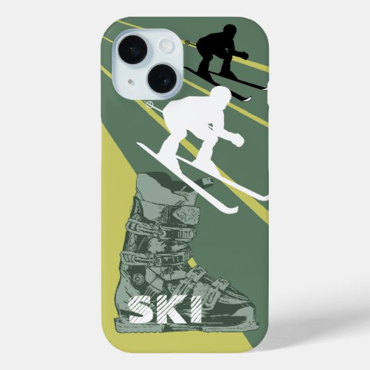 スキーブーツ軍グリーンiPhoneケース Case-Mate iPhoneケース (裏面)
