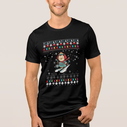 スキーペンギンのクリスマス トライブレンドTシャツ (正面)