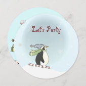 スキーペンギンキッズホリデーパーティ招待状 招待状 (正面/裏面)