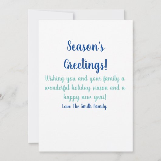 スキーペンギンファミリーホリデーグリーティングカード サンキューカード (裏面)