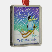 スキーペンギン家族クリスマスオーナメント メタルオーナメント (右)