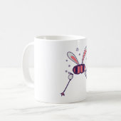 スキーポールとスキーゴーグルを持つスキーウサギ コーヒーマグカップ (正面左)