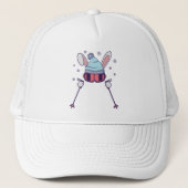 スキーポール付きスキー用のウサギのスキーキャップ キャップ (正面)